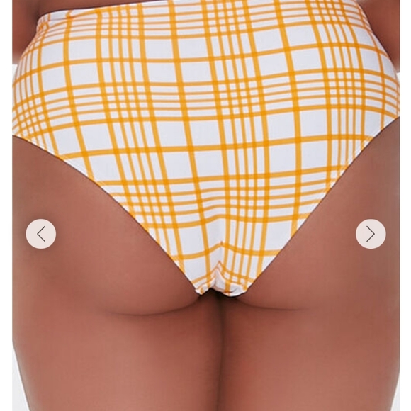 Yellow and White Grid Bikini bottoms Forever 21 Plus - Picture 3 of 6
